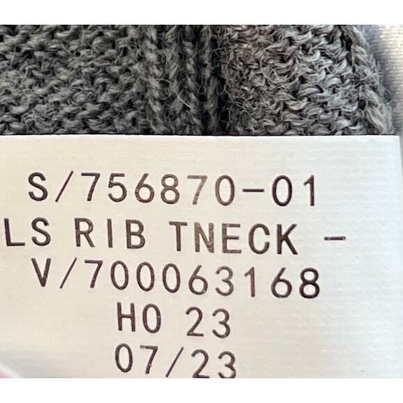 BR By Gap Womens L Gray RibStyle Top Merino Extra Fine Wool T Neck Long Sleeves - Picture 7 of 8